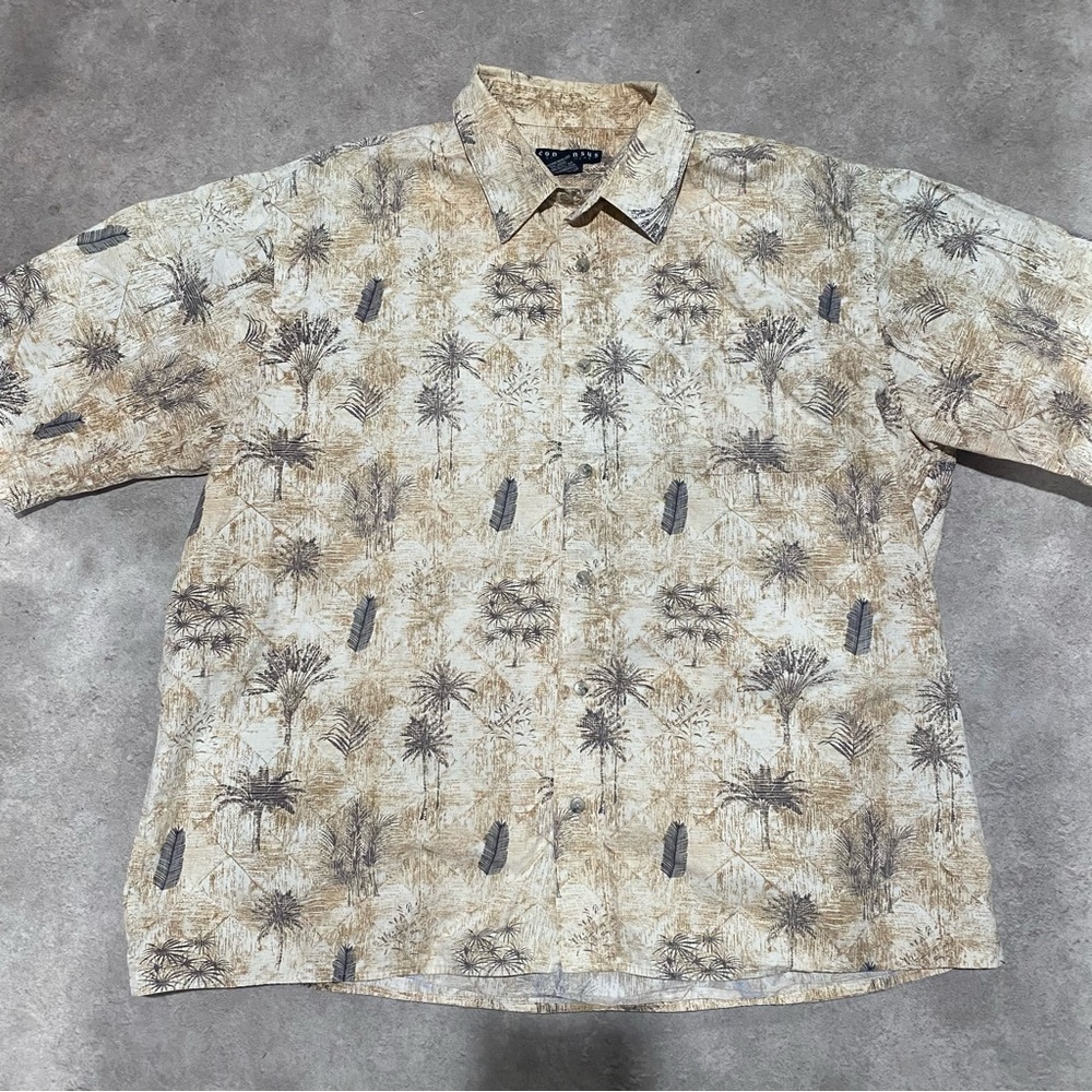 Mens Consensus Sportswear Button Down Short Sleeve Beach Print 100% Cotton Sz xL